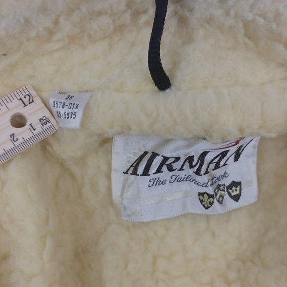 Vintage Airman Mens Barn Coat Tan Suede Wool Small - Picture 6 of 8